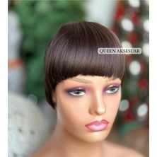 Özbience Doğal Görünüm Kestane Koyu Kahverengi Perçem Postiş