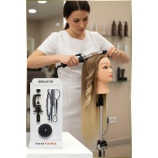 Özbience Kahverengi Kuaför Mankeni Seti, Masa Aparatı ve Örgü ile Topuz Uygulaması