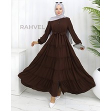 Moda Hayme Eteği Beş Katlı Ferace Acı Kahve