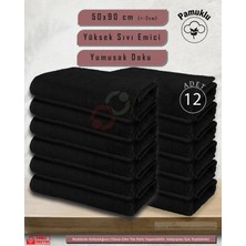 Tusebu Siyah Pamuklu Havlu 12’li Set – Yüksek Emici Yumuşak El/yüz Havlusu