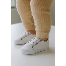 Minissa Baby Kids Konfor ve Şıklığı Buluşturan  Beyaz Ilk Adım Ayakkabısı Sportif Model Kaymaz Taban