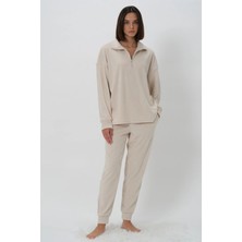 Zeyland Kadın Uzun Kol Polar Ekru Eşofman Takım CTN75