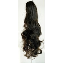 Özbience Uzun Dalgalı Katlı Siyah Yapay Postiş Peruk Saç Takma Mandallı
