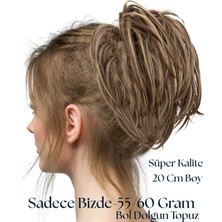 Özbience Düz Uzun Ombreli Topuz Postiş, Kumral-Sarı, Lastikli, 20 Cm, Hafif 55/60G