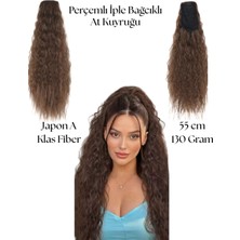 Özbience Afrika Tarzı Medium Kahverenk Bağcıklı At Kuyruğu Peruk 56CM 130/140G