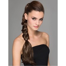 Özbience Kestane Kahve Tokalı At Kuyruğu Çıt Çıt Postiş, Isıya Dayanıklı Saç Takma