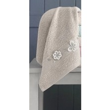 Turkar-Arliva Arliva Home Dora Simli Bordür Nakışlı Kelebek Motifli 50X90 Tekli El Yüz Havlusu Bej