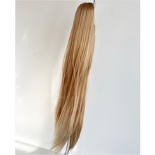 Özbience Uzun Düz Platin Balyajlı Kumral Sarı Uçlar Postiş Peruk, Doğal Görünüm