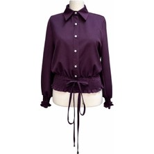 Mürdüm Belden Bağlama Detaylı Bluz