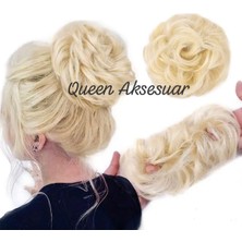 Özbience Dağınık Topuz Saç Tokası, Fiber Lastikli, Platin Sarı, Lüks ve Şık Tasarım