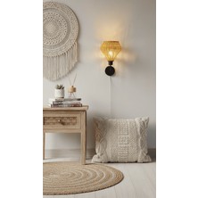 Rattam Leaf Rattan Aplik - Doğal Çam Kabuğu Boyalı El Yapımı Duvar Lambası