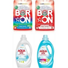 Boron Toz Çamaşır Deterjanı 2 Adet Renkli ve Beyazlar Için + 2 Adet Aquabor Sıvı Çamaşır Deterjanı