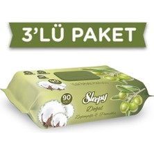 2 Adet Sleepy Doğal Zeytinyağlı Pamuklu Islak Bebek Havlusu 90X3 Lü