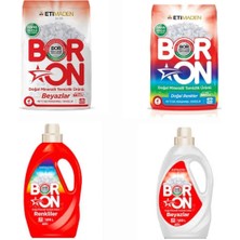 AQUABOR Doğal Mineralli Çamaşır Deterjanı Toz ve Sıvı Form Renkli ve Beyazlar Için 104 Yıkama