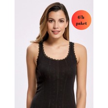 Gawzera  6'lı  Jakarlı , %100 Pamuk, Esnek ve Rahat , Geniş Askılı Kadın Atlet