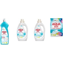 Boron Aquabor Doğal Mineralli Elde Bulaşık + Sıvı Beyaz  + Sıvı Beyaz + 4 kg Renkliler 4 Lü Set