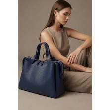 Gaia Rinaldi Kadın Lacivert Omuz Çantası, Çok Bölmeli, Yumuşak Deri, Ayarlanabilir Uzun Askılı