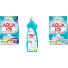 Aquabor Doğal Mineralli 4 kg Renkliler + Elde Bulaşık + 4 kg Beyaz 3 Lü Set