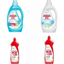 Boron Aquabor Sıvı Çamaşır Deterjanı Renkli ve Beyazlar Için 66 Yıkama + Bulaşık Deterjanı 2 Adet Tm