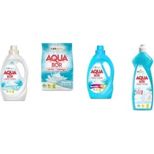 Aquabor Doğal Mineralli Sıvı Beyaz + 4 kg Beyaz + Sıvı Renkliler + Elde Bulaşık 4 Lü Set