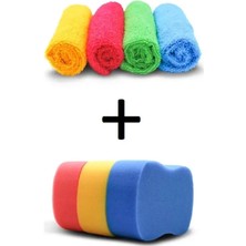 Wilma Secret Süper Microbiber Temizlik Bezi + 3lü Oto Yıkama Süngeri (5 Adet)