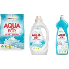 Boron Aquabor Doğal Mineralli 4kg Beyaz + Sıvı Beyaz + Bulaşık Set