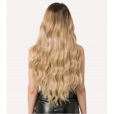 Özbience Küllü Sarı Yarımay Postiş Çıt Çıt Saç, Gerçek Saç Görünümlü, 60CM