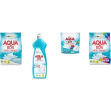 Boron Aquabor Doğal Mineralli 4 kg Beyaz + Elde Bulaşık + Tablet + 4 kg Renkliler 4 Lü Set