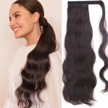 Özbience Kahve Tonu Bağlamalı Cırtcırtlı At Kuyruğu Postiş, Isıya Dayanıklı, Gerçek Saç Görünümlü