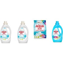 Eti Maden Aquabor Doğal Mineralli Sıvı Beyaz  + Sıvı Beyaz + 4 kg Renkliler + Sıvı Renkliler 4 Lü Set