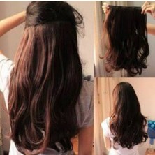 Özbience Dalgalı Yarım Ay Çıt Çıt Saç Postiş, 62CM Yıkanabilir ve Fön Uygun