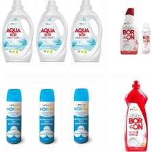 Eti Maden Aquabor Sıvı Deterjan Beyazlar Için 99 Yıkama+ Bulaşık Deterjanı + 3 Adet Dezenfektan