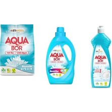 Boron Aquabor Doğal Mineralli 4 kg Beyaz + Sıvı Renkliler + Elde Bulaşık 3 Lü Set