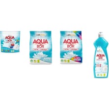 Boron Aquabor Doğal Mineralli Tablet + 4 kg Beyaz + 4 kg Renkliler + Elde Bulaşık 4 Lü Set