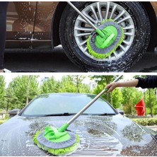 Wilma Secret Mikrofiber Araba Yıkama Paspası Temizleme Fırçası Teleskopik Uzun Saplı Araç Yıkama Mopu Yedek Moplu