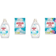 Aquabor Doğal Mineralli Sıvı Beyaz  + 4 kg Beyaz + Sıvı Beyaz + 4 kg Renkliler 4 Lü Set