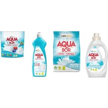 Aquabor Doğal Mineralli Tablet + Bulaşık + 4kg Beyaz + Sıvı Beyaz  Set