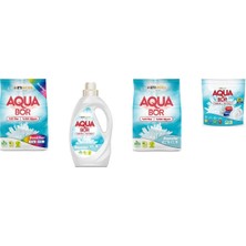 Boron Aquabor Doğal Mineralli 4 kg Renkliler + Sıvı Beyaz  + 4 kg Beyaz + Tablet 4 Lü Set