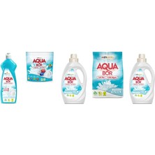 Boron Aquabor Doğal Mineralli Bulaşık + Tablet + Sıvı Beyaz + 4kg Beyaz + Sıvı Beyaz  Set