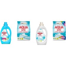 Eti Maden Aquabor Doğal Mineralli Sıvı Renkliler + 4 kg Beyaz + Sıvı Beyaz  + 4 kg Renkliler 4 Lü Set