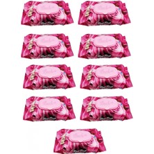 MiraLive 9 Paket Red Rose Islak Havlu Mendil 90 Adet Kapaklı Gül Kokulu