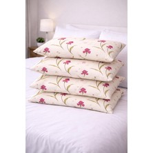 Ber-Tun Tekstil Çiçek Desenli Yastık Kılıfı Fermuarlı 4'lü Takım