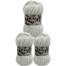 Nako Teddy Peluş Dokulu Yumuşak El Örgü Yünü 00208 Beyaz-3'lü Set
