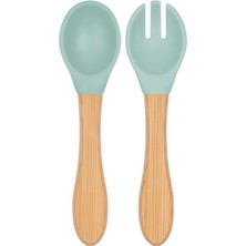 OiOi Mama Kaşığı + Çatal - River Green (2 Adet)