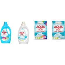 Aquabor Doğal Mineralli Sıvı Renkliler + Sıvı Beyaz  + 4 kg Renkliler + 4 kg Beyaz 4 Lü Set