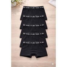 Süsen Lingerie Siyah Renk Pamuklu Çocuk Boxer 5'li Paket Regular Kalıp Rahat Tasarım
