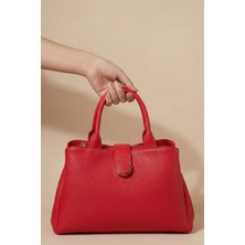 Gaia Rinaldi Kadın Kırmızı Büyük Boy Günlük Tote Omuz Çantası | 3 Fermuarlı Bölmeli, Geniş Hacimli