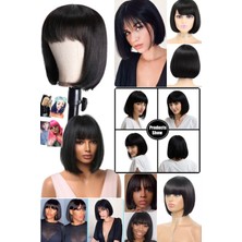 Özbience Yumuşak Doğal Görünümlü Küt Peruk, Kısa, Düz ve Esnek Tasarım