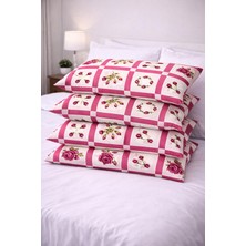 Ber-Tun Tekstil Çiçek Desenli Fermuarlı Yastık Kılıfı 4'lü Takım