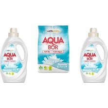 Aquabor Doğal Mineralli Sıvı Beyaz  + 4 kg Beyaz + Sıvı Beyaz 3 Lü Set